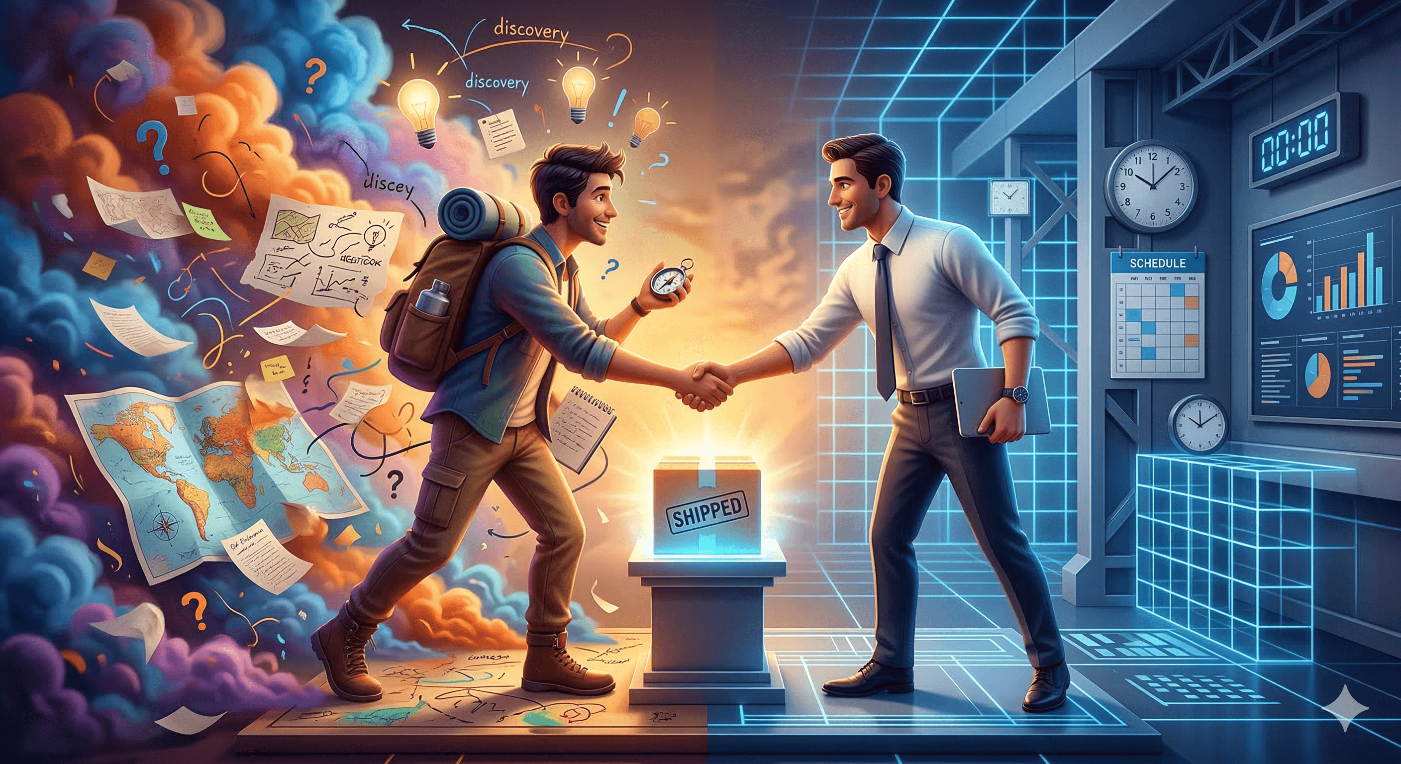 Illustration of the explorer and executor partnership model